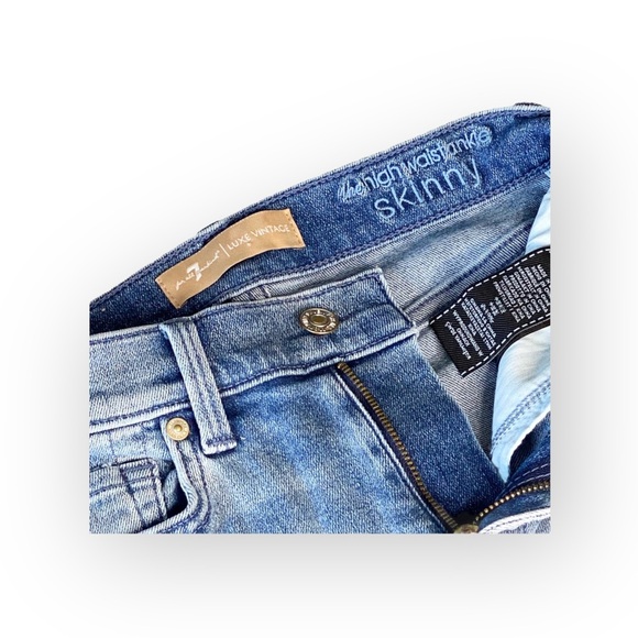 7FAM 7 for all Mankind Luxe Vintage ☻︎ High Sequin Embroidery Skinny Jeans ☻︎ 24 - Picture 12 of 16